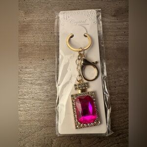 Sparkling Pink Perfume Bottle Keychain/Bag Charm